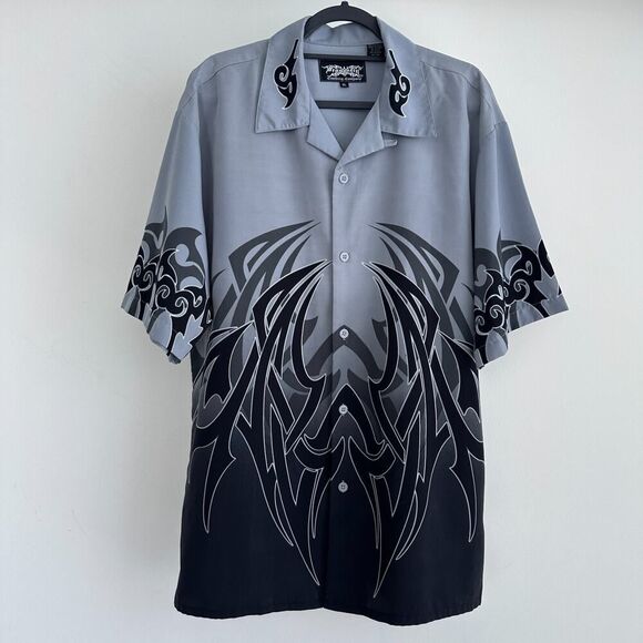 Vintage Dragonfly Shirt Mens XL Black Y2K Sapphire Flame Tribal Alt Skater Rave - Picture 1 of 11